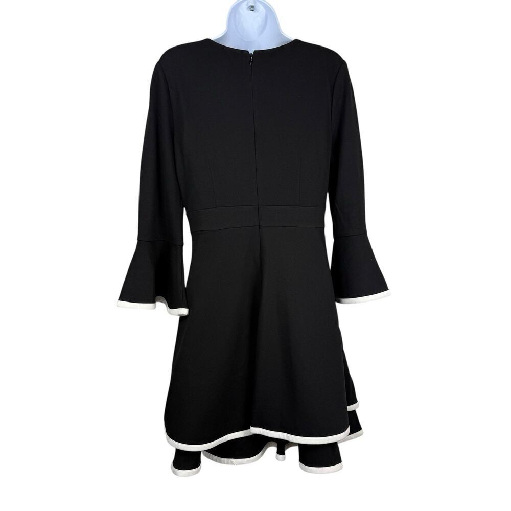 Eliza J Dress Womens 6 Black White Bell Sleeve Ruffled Mini Feminine Romantic - Picture 8 of 14